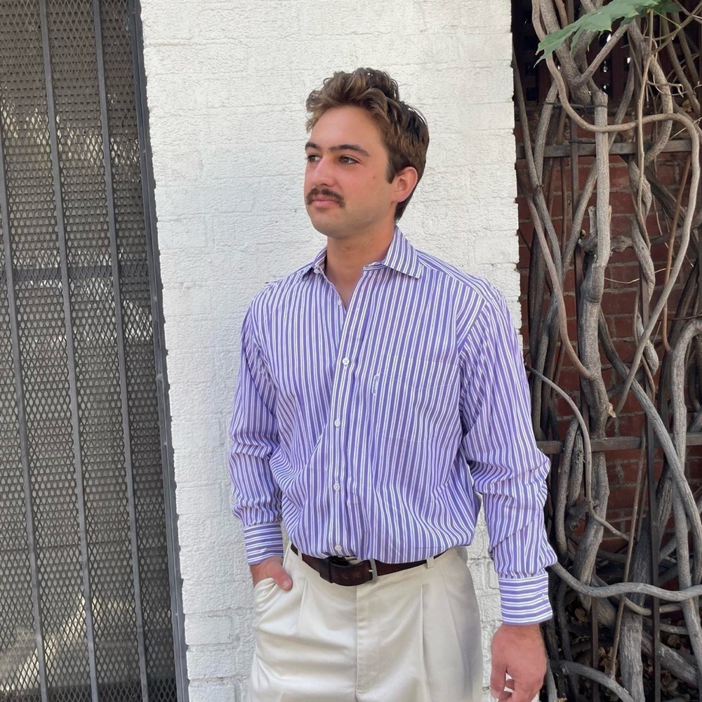 Façonnable vintage striped Oxford Shirt Mens Large / basically new / neck 15.5 R